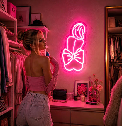 Gdbkabf Bow Lady Neon Sign, Neon Signs for Wall Decor Neon Pink LED Signs Room Neon Light Up Signs Home Decor for Bedroom Club Party Bar Shop USB Operated