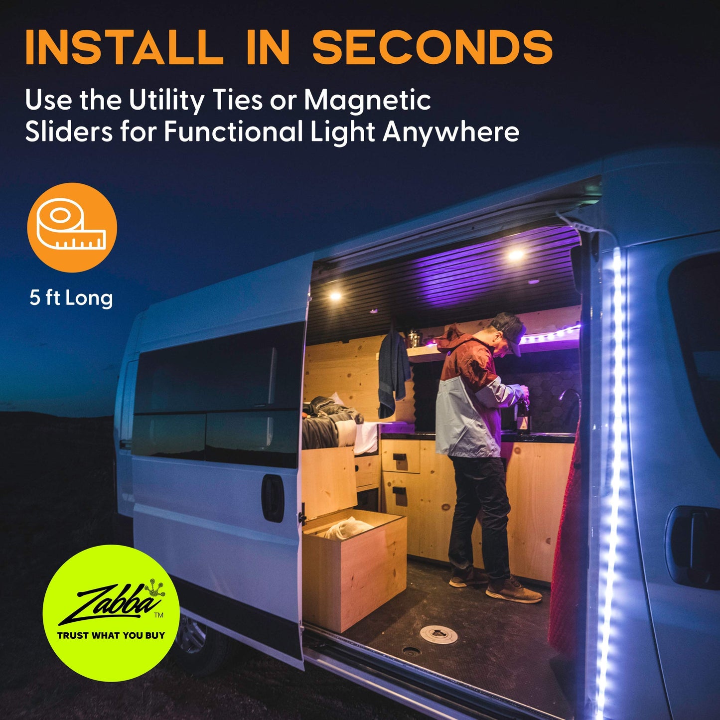 Power Practical Luminoodle Color - 5 ft Color Changing LED String Lights - Outdoor LED String + Lantern for Camping, Hiking, Safety - Remote Control, Dimmer, Waterproof