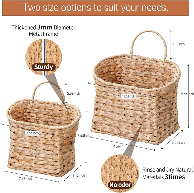 Wicker Hanging Basket, Woven Hanging Wall Basket