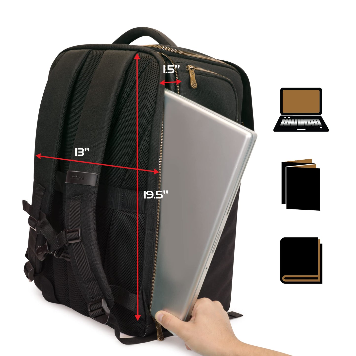 ENHANCE DnD Backpack - RPG DM Bag for Dungeons and Dragons - Travel DnD Bag Organizer fits 6-8 Books Upright, 18" Laptop/DM Screen Slot, Miniature Storage Foam Trays, Accessories Pockets, Map Strap