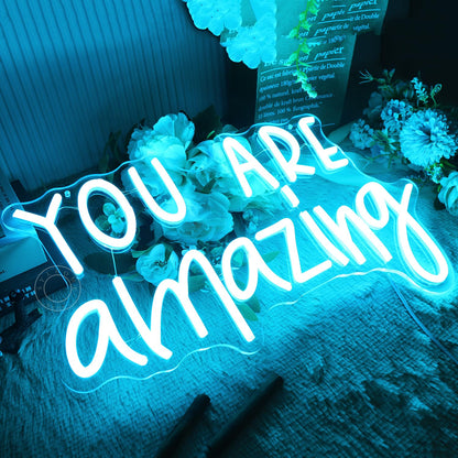 SYLHOME You Are Amazing LED Neon Light Sign 5V Girls Boys Bedroom Living Room Classroom Wall Decor Sign Hanging Smart Kid Birthday USB 16.9" X 10.6" Warm White
