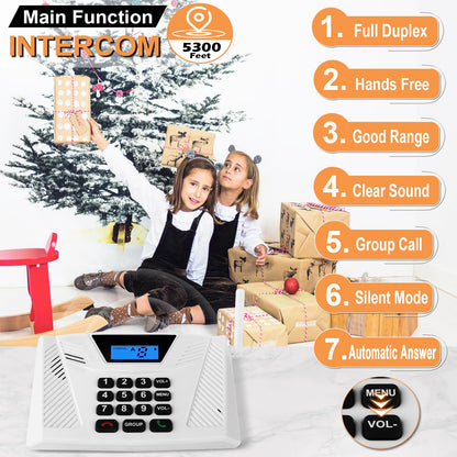 Intercoms Wireless for Home Upgraded, Hands Free Intercom 5300ft, Real-Time Two Way Intercoms for Home with Group Call, Full Duplex Wireless Intercom System for Business Office(4 Pack)