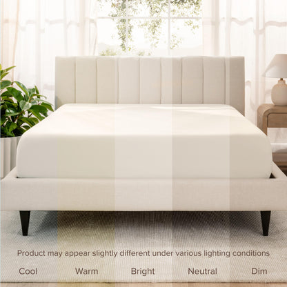 Bare Home 100% Organic Cotton Sateen Fitted Sheet - 400 Thread Count - Smooth Sateen Weave - Breathable & Cooling - Hotel Luxury - Durable Fitted Sheet - Deep Pocket (King, French Beige)