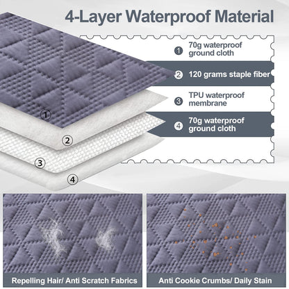 Taiyang 100% Waterproof Dog Sofa Cover, Waterproof Dog Blanket, Dog Bed Cover Protector, Pet Blanket, Furniture Protector for Kids, Dog, Cat, with Non-Slip Rubber Bottom (Grey, 132-208cm)
