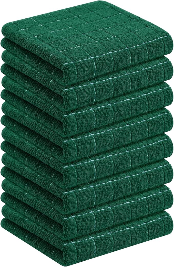 Homaxy 100% Cotton Terry Kitchen Towels, Checkered Designed, Soft and Super