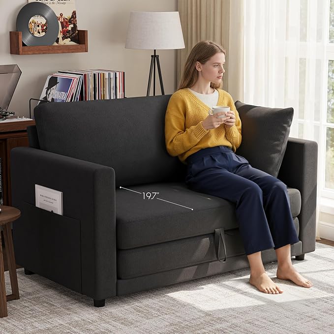 Convertible Sofa Bed, 2 in 1 Pull Out Loveseat Sleeper Sofa | 78.7” Folding