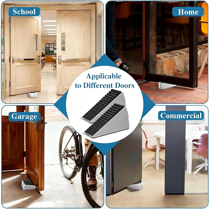 Optish 2 Pack Heavy Duty Door Stopper, Adjustable Spring Large Stopper, 3 Inches High Tall Wedge Stoppers for Bottom of Door, Door Stop Suits Any Heavy Door