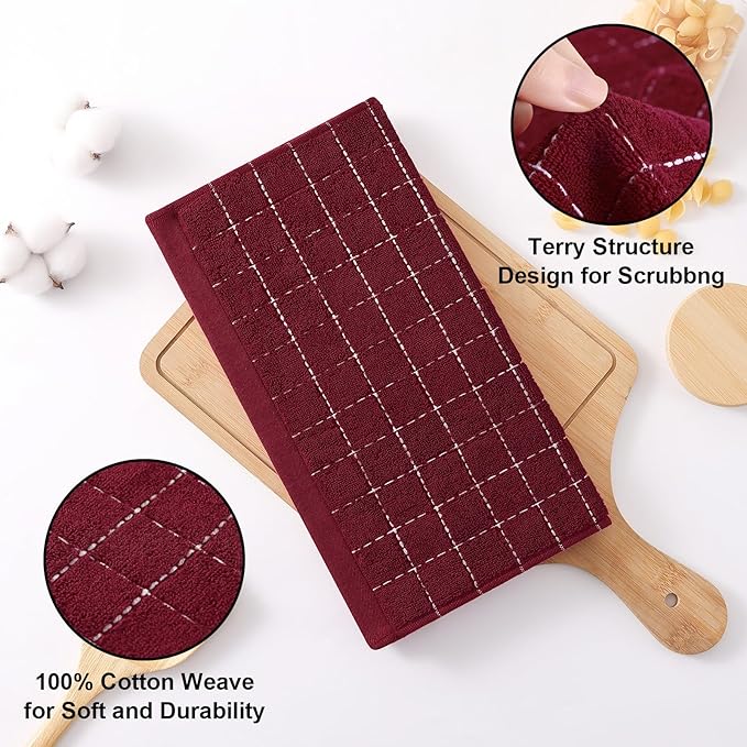 Homaxy 100% Cotton Terry Kitchen Dish Cloths, Ultra Soft and Absorbent Dish