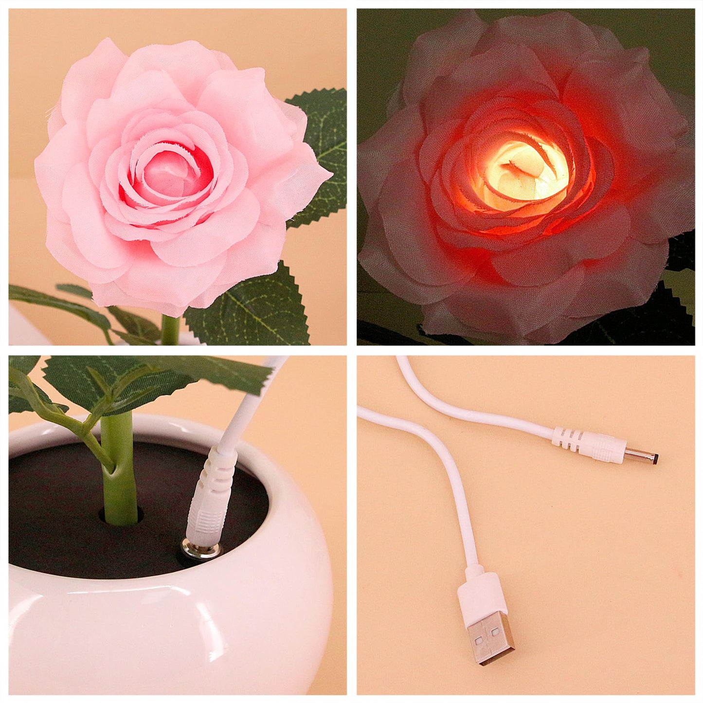 Naimo Flower Night Light Rechargeable LED Night Lamp Rose Table Lamp for Bedroom Living Room Birthday Party Desktop Home Decor