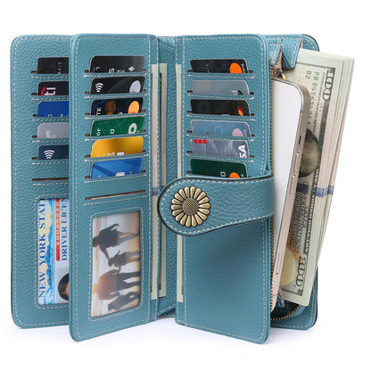 SENDEFN Wallets for Women Leather Credit Card Holder with RFID Blocking Large Capacity Wristlet