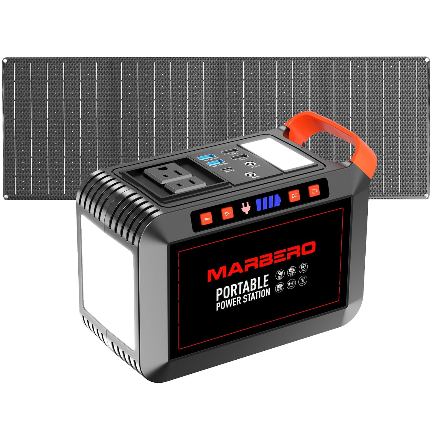 MARBERO Portable Power Station 88Wh Camping Lithium Battery Solar Generator Fast Charging with AC Outlet 120W Peak Power Bank(Solar Panel Optional) for Home Backup Outdoor Emergency RV Van Hunting