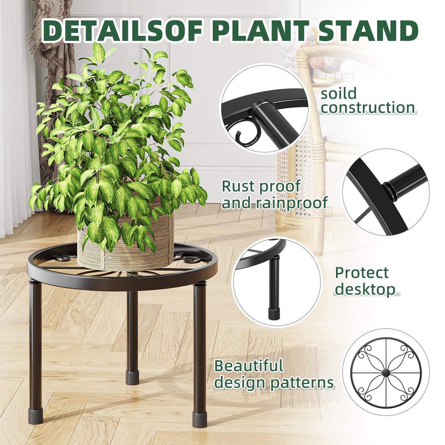 Simple Trending Metal Plant Stand Indoor Outdoor, Heavy Duty Flower Pots Stand, Anti-Rust Iron Plant Pot Shelf Holder for Multiple Plant (5 Pack Black)