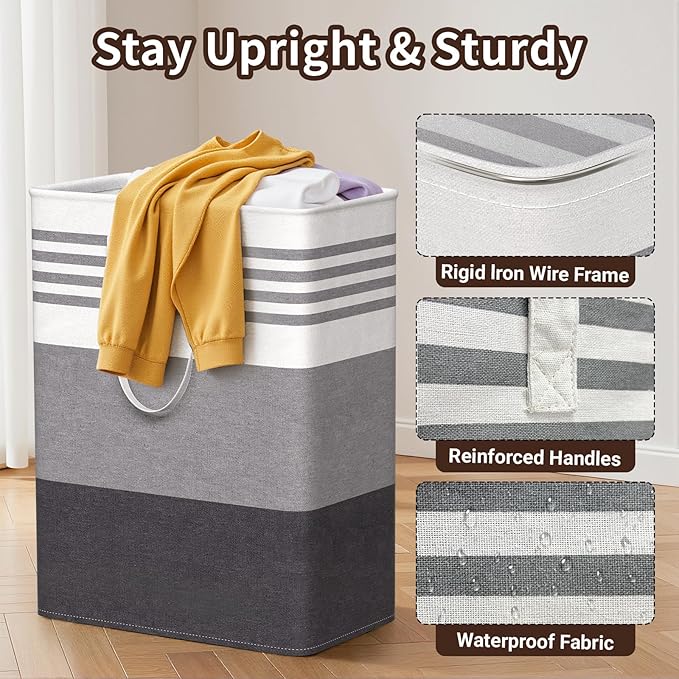 WOWBOX 2 Pack Laundry Hampers Baskets, Freestanding Dirty Clothes Hampers
