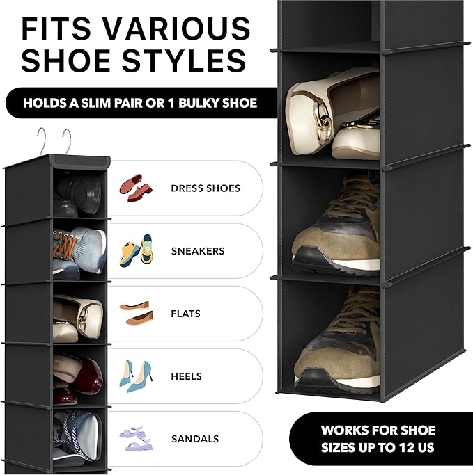 Simple Houseware 10 Shelves Closet Hanging Shoe Organizer