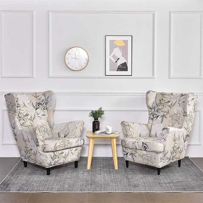KRFOONN Wingback Chair Covers Slipcovers 2 Piece Stretch Wing Chair Covers