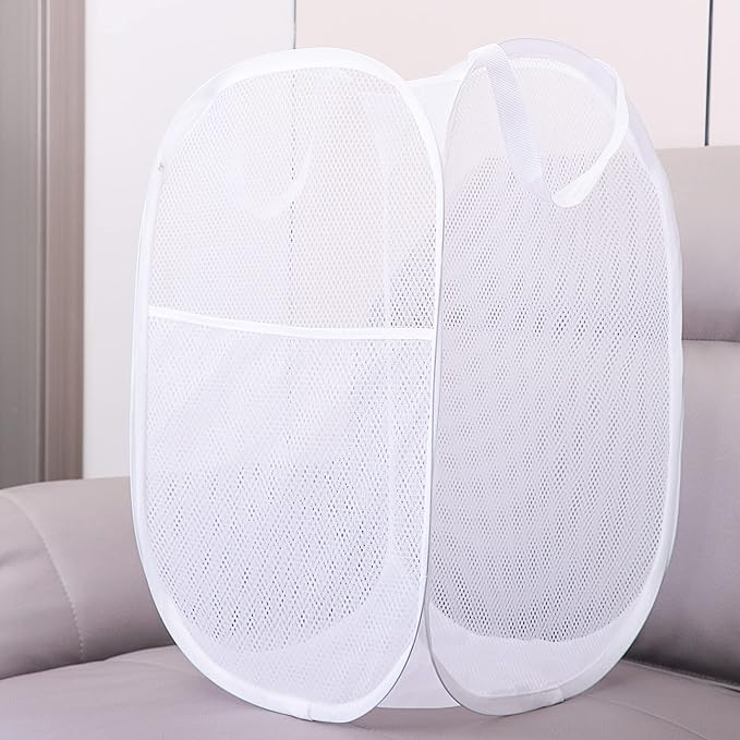 2 Pack Laundry Basket, Foldable Mesh Popup Laundry Hamper