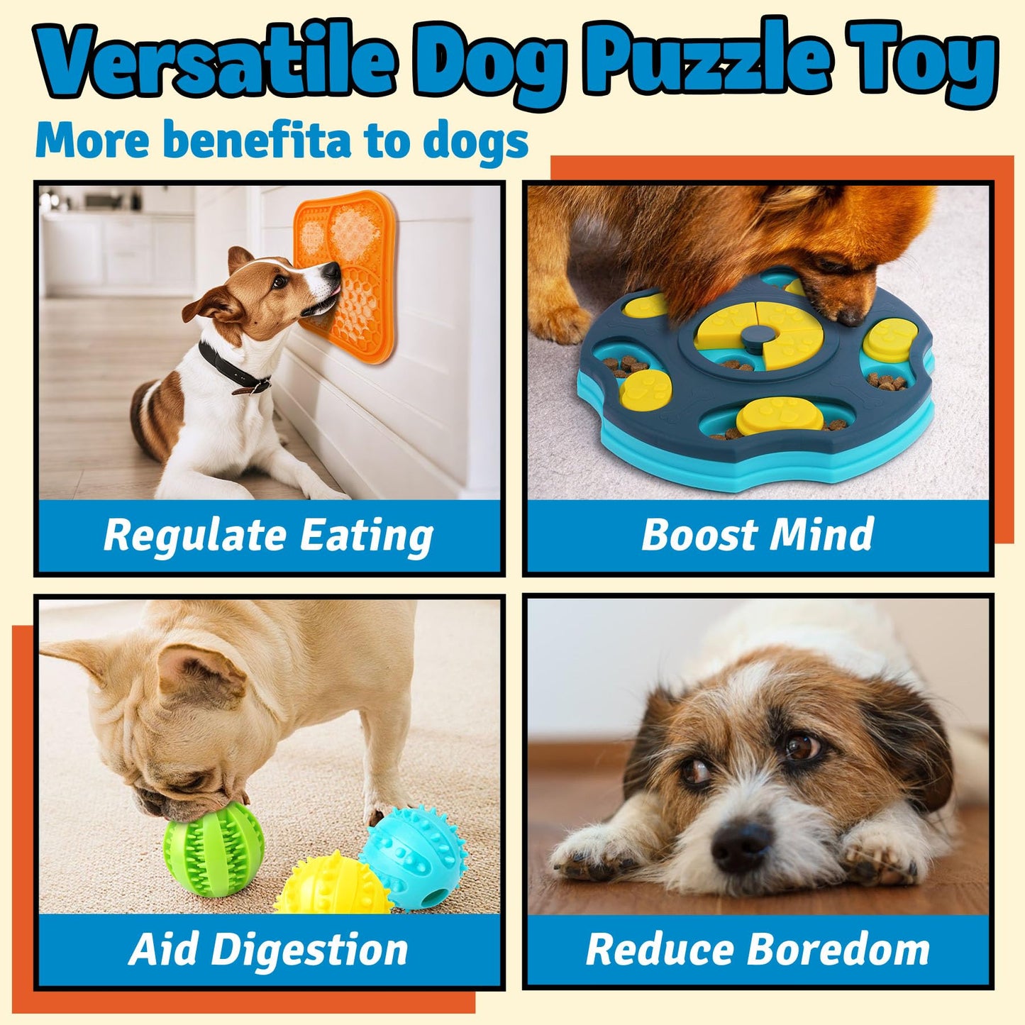 Forfon 9 Pack All-Around Dog Puzzle Toy Set -Mentally Stimulating Dog Enrichment Toys for Small to Medium Smart Dogs, Includes Dog Lick Mat with Suction Cups