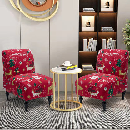 Liykimt Stretch Spandex Slipcover for Armless Accent Chairs - Removable Furniture Protector Fits Living Room, Dining Room & Hotel Use (Christmas Red, Single Pack)