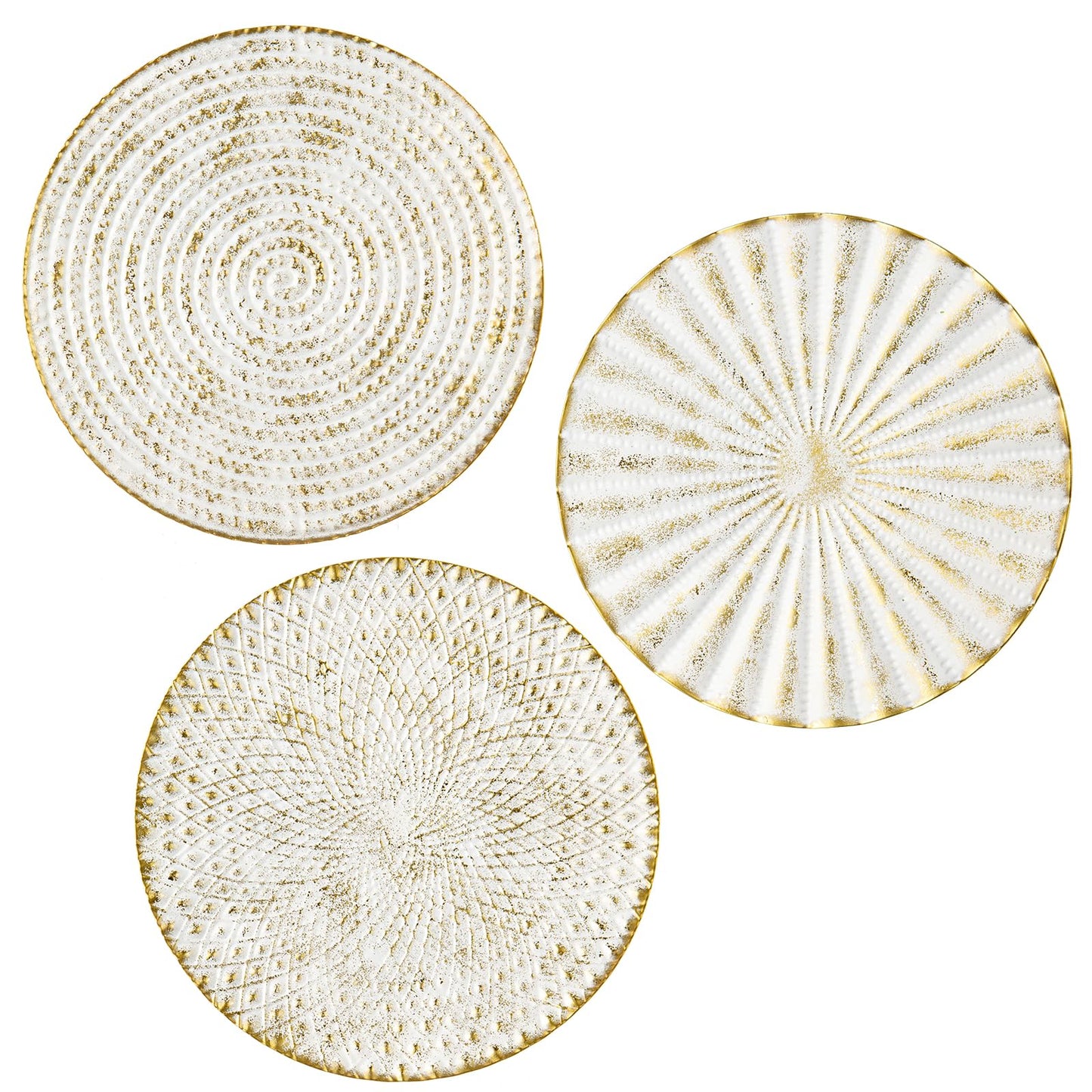 Briful 12" Wall Décor Pack of 3 Metal White Washed Starbursts Radial Plate Wall Art Modern Accent Hanging Wall Decorations For Home Office Bedroom Or Living Room Wall Sculptures