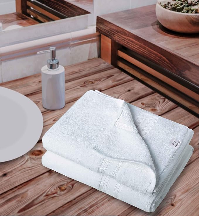 Large Bath Towels Set of 4 – 27x54 Inches – 100% Cotton – Quick Dry & Highly