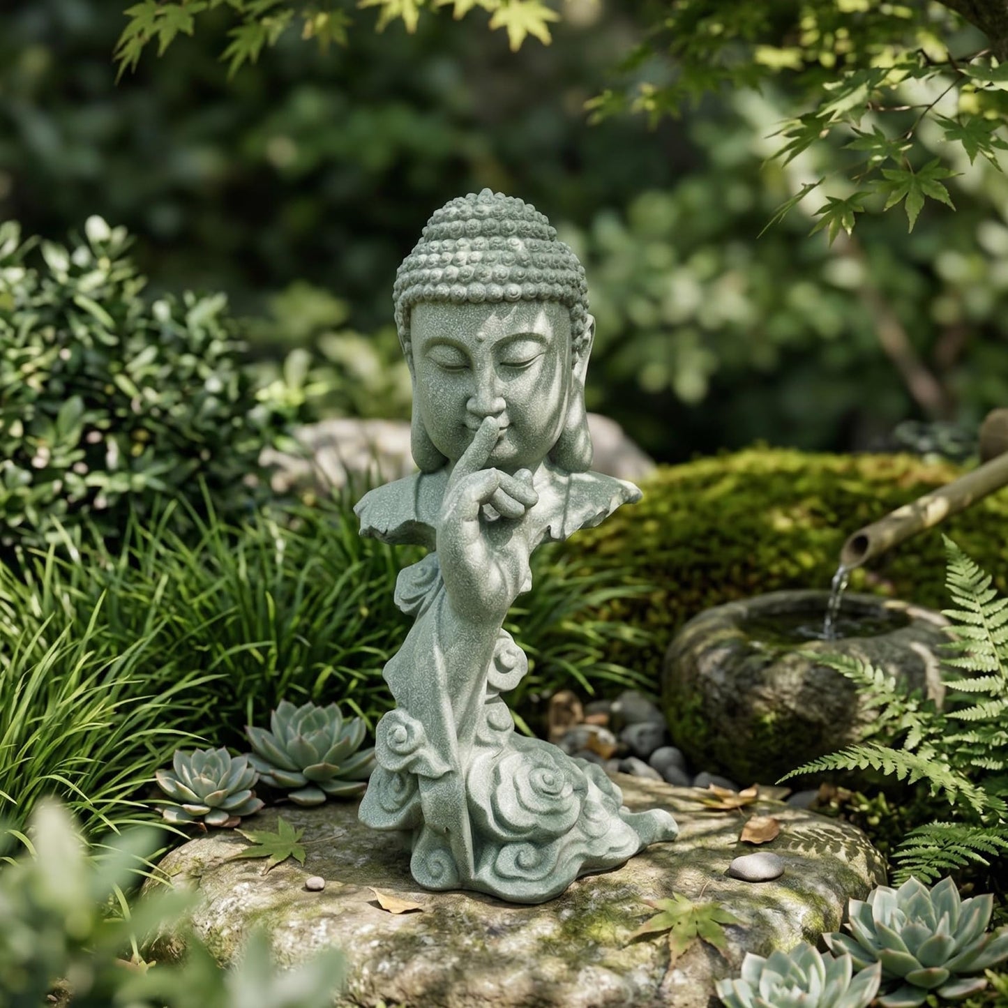 buddha head statue Natural sandstone material for aquarium decorations garden statue zen ornament outdoor courtyard decor meditation fish tank indoor Feng Shui Gift (7.8''H-Meditation Buddha)