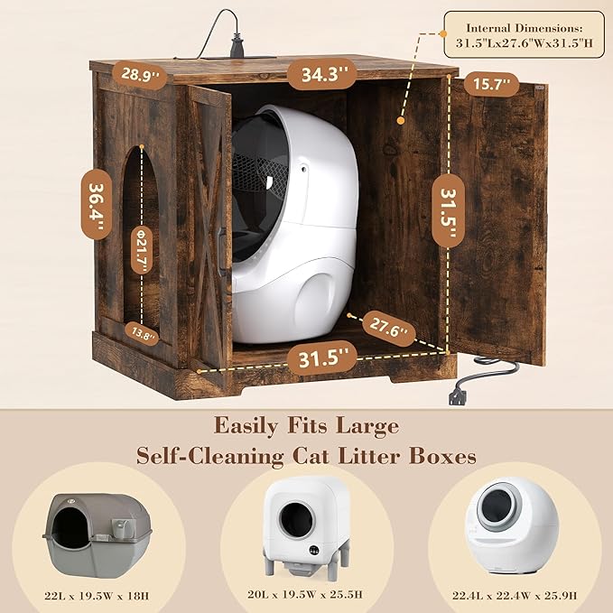 Heybly Litter Box Enclosure, Large Robot Cabinet