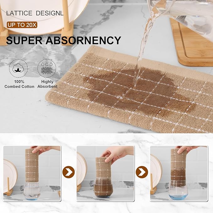 Mordimy 100% Cotton Terry Cloth Kitchen Towels, Super Soft and Absorbent Dish