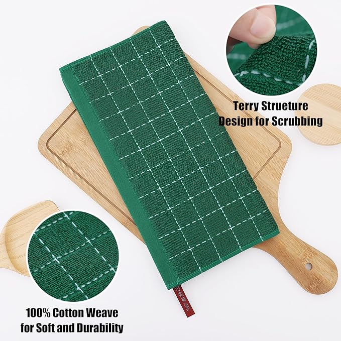 Homaxy 100% Cotton Terry Kitchen Dish Cloths, Ultra Soft and Absorbent Dish