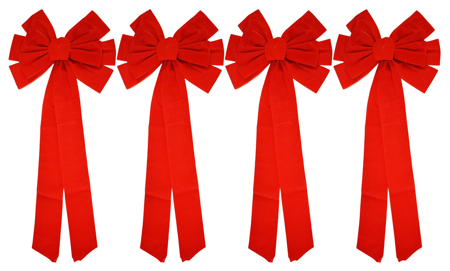 Black Duck Brand Set of 4 Christmas Red Velvet Bows 26" x11.5" 10-Loop Holiday/Christmas Bows!