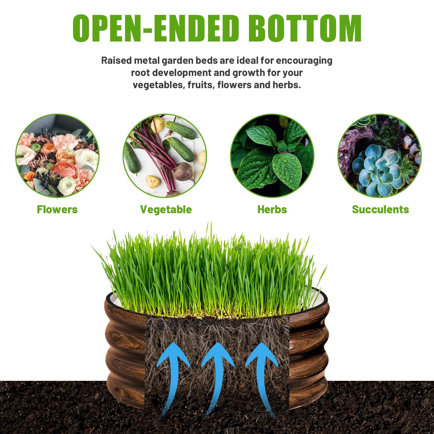 SnugNiture 2x2x1ft Round Galvanized Raised Garden Bed Kit Outdoor, Metal Planter Box for Planting Plants Vegetables, Brown