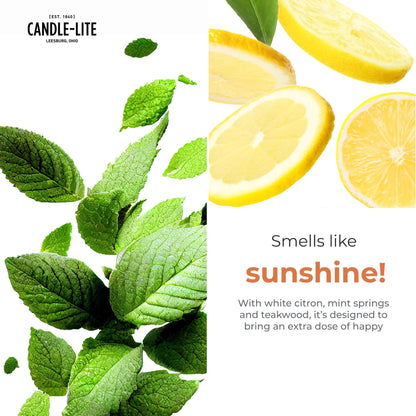 Candle-Lite Pure White Citron & Violet Odor Eliminating Scented Candles, Neofresh Technology Eliminates 99.9% of Odors, 16 oz 2-Wick Jar, Proudly Poured in The USA, Up to 60 Hours Burn Time