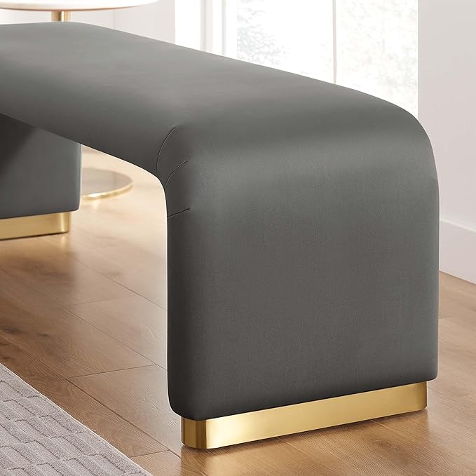 Modway EEI-6734-BRA-STG Koda Performance Velvet Waterfall Long Bench, Brass