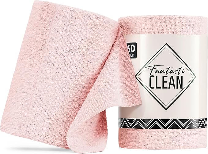 Fantasticlean Microfiber Cleaning Cloth Roll -60 Pack, Tear Away Paperless