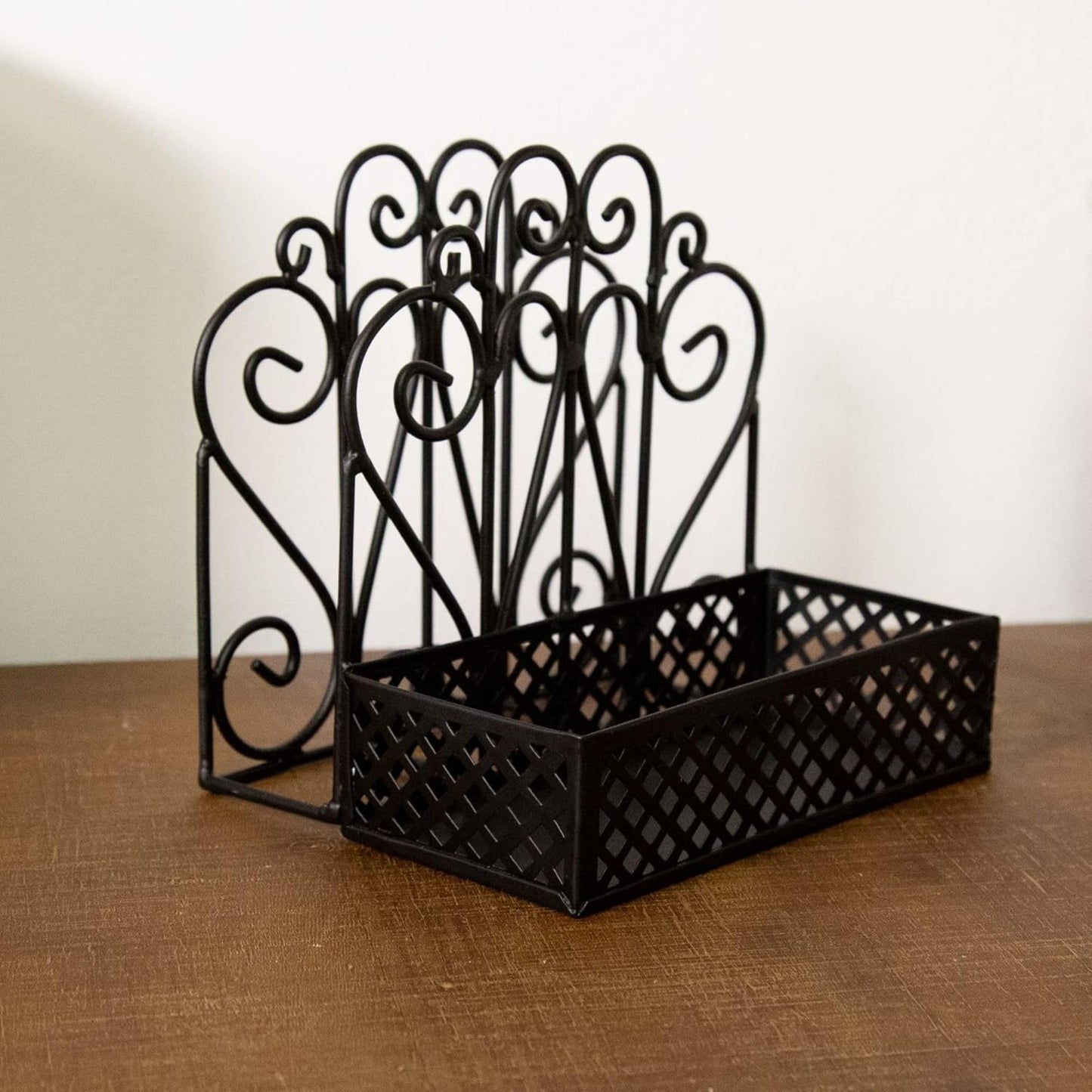 Park Designs Black Napkin Salt and Pepper Holder for Table | Combo Napkin Caddy & Salt and Pepper Caddy | Farmhouse Napkin Holder for Paper Napkins