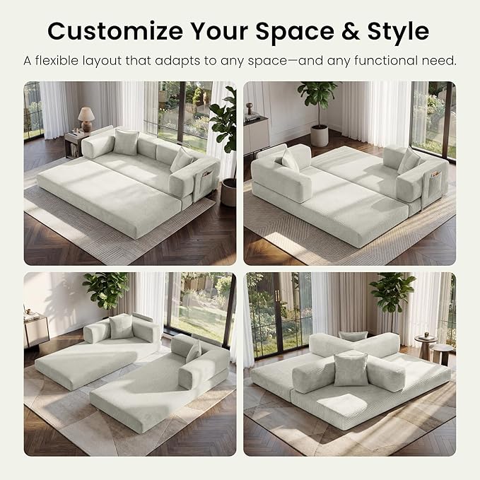 78.8" Convertible Sofa Bed, Corduroy Futon Couch