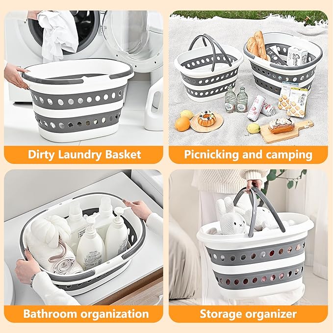 Compact Collapsible Laundry Basket, Small Size Pop-Up Hamper Perfect