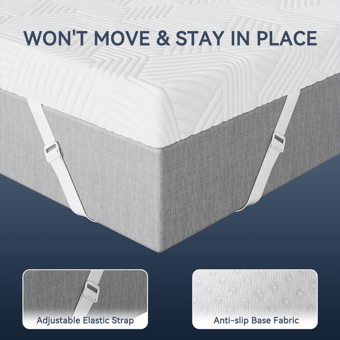 ELEMUSE 2 Inch Gel Memory Foam Mattress Topper King Size Pressure-Relieving Mattress Topper for Back Pain,Non-Slip Design with Removable & Washable Cover, CertiPUR-US