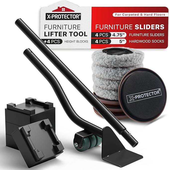 X-Protector Multi-Surface Furniture Sliders & Furniture Lifter Tool Set