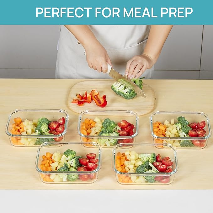 Vtopmart 5 Pack 35oz Glass Food Storage Containers