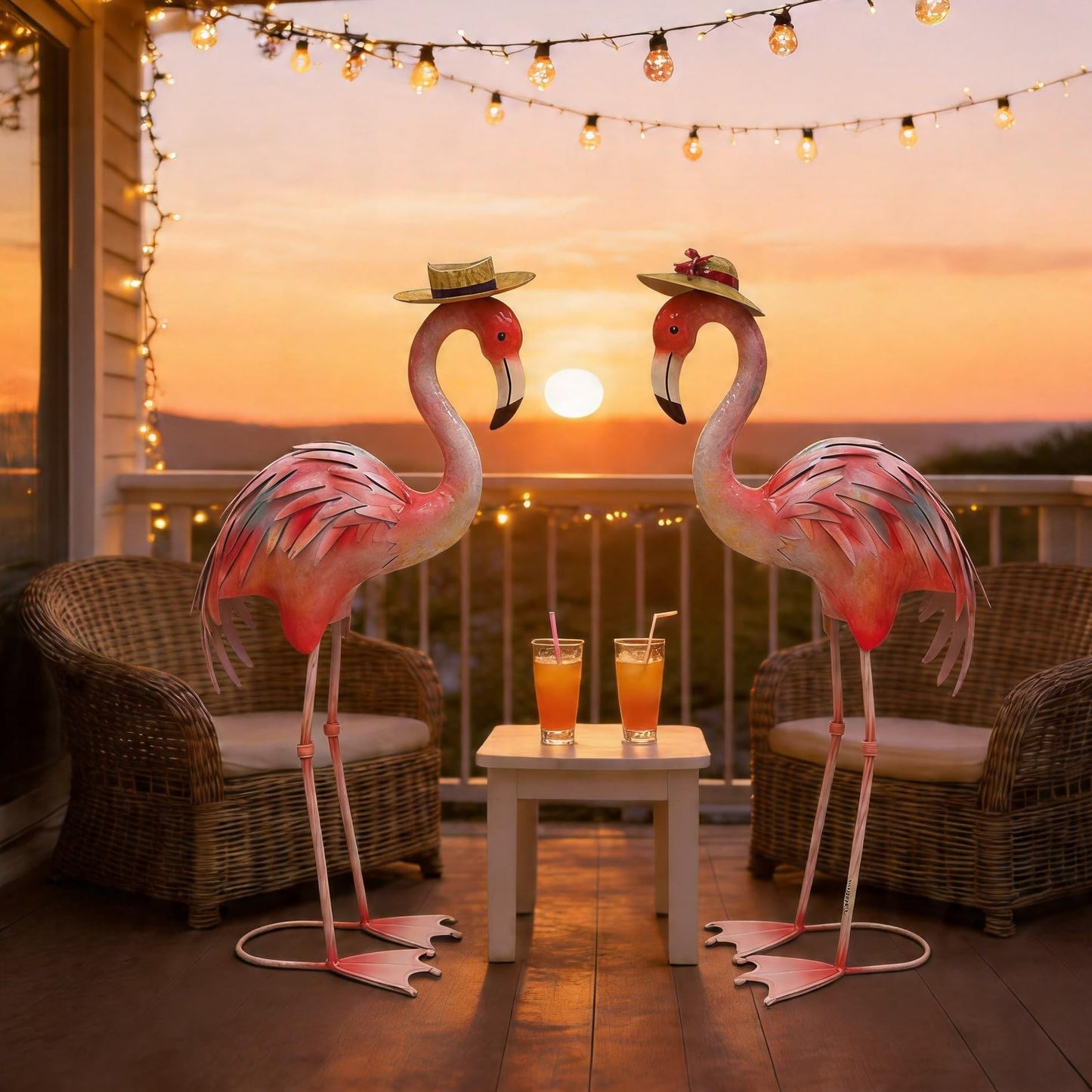 chisheen Flamingo Statues Pink Bird Art Garden Sculptures Outdoor Metal Yard Decor for Wedding Gifts Patio Lawn Porch Ornament Decoration