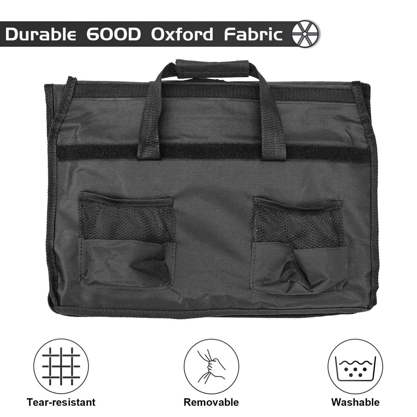 TWOCORN Collapsible Foldable Wagon, Heavy Duty with Wheels, Utility Folding Grocery Wagon for Outdoor Activities (Black)