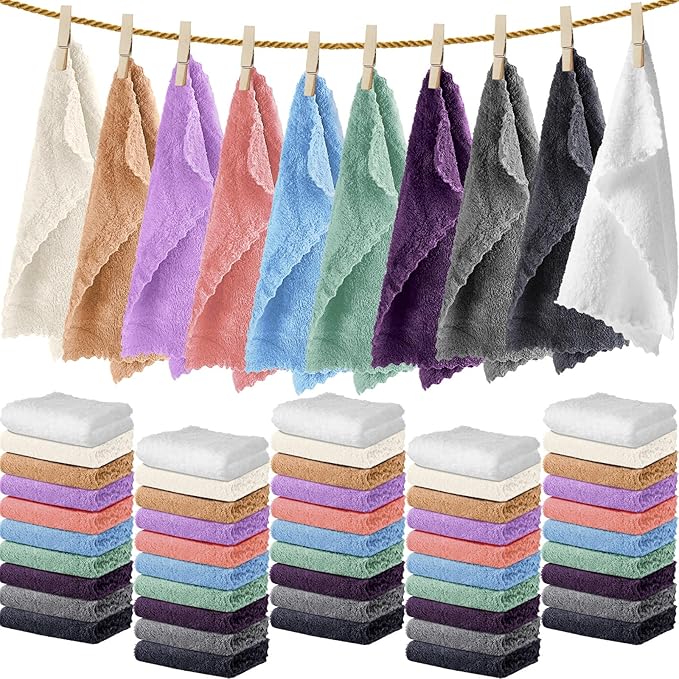 Newwiee 100 Pcs Washcloths Bulk Quick Drying Bathroom Wash Clothes 12 x 12 Inch