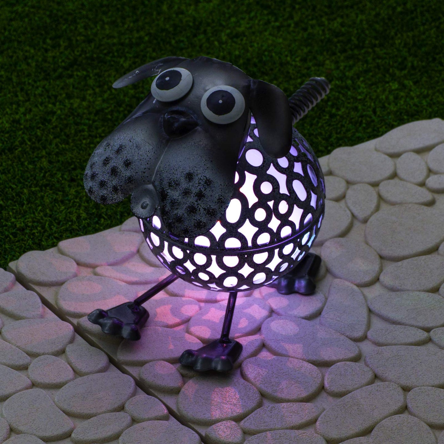 GloBrite Colour Changing LED Garden Metal Scroll Solar Light - Ornament Decoration Patio Light (Dog)
