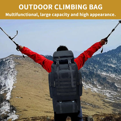 Vaupan Hiking Backpack, 80L Camping Military Tactical Backpack with USB Charging Port, Waterproof Large Travel Daypack Outdoor Molle Rucksack for Men Women (Black)