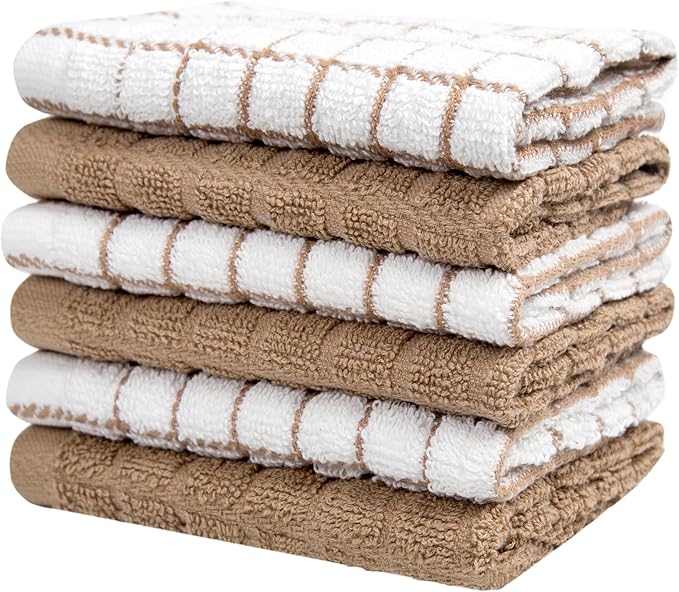 Bumble Premium Cotton Dish Cloths 12" x 12"| Tan Design | 405 GSM | Highly