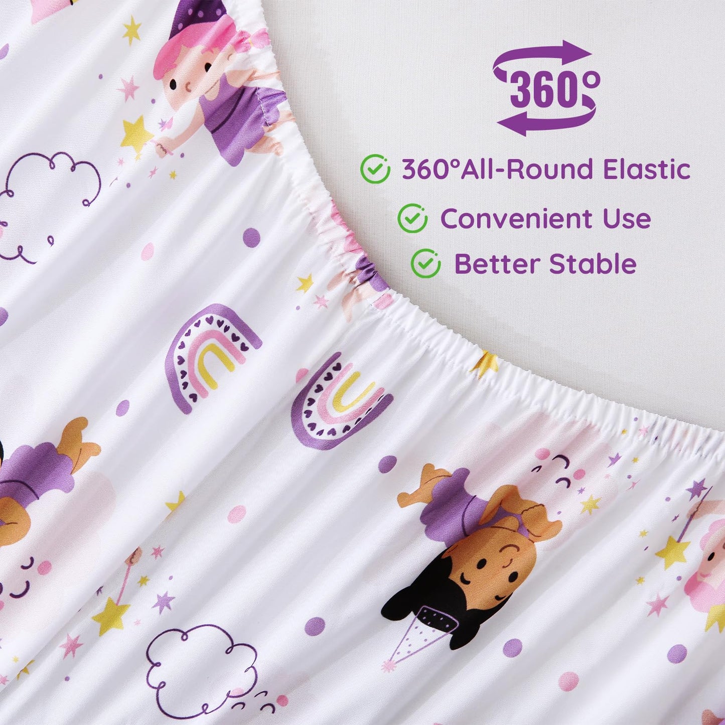 MCO Fairy Castle Twin Sheets Set Kids, Soft Microfiber Bed Sheet Set for Boy Girls, 3 Pieces Breathable Twin Sheets