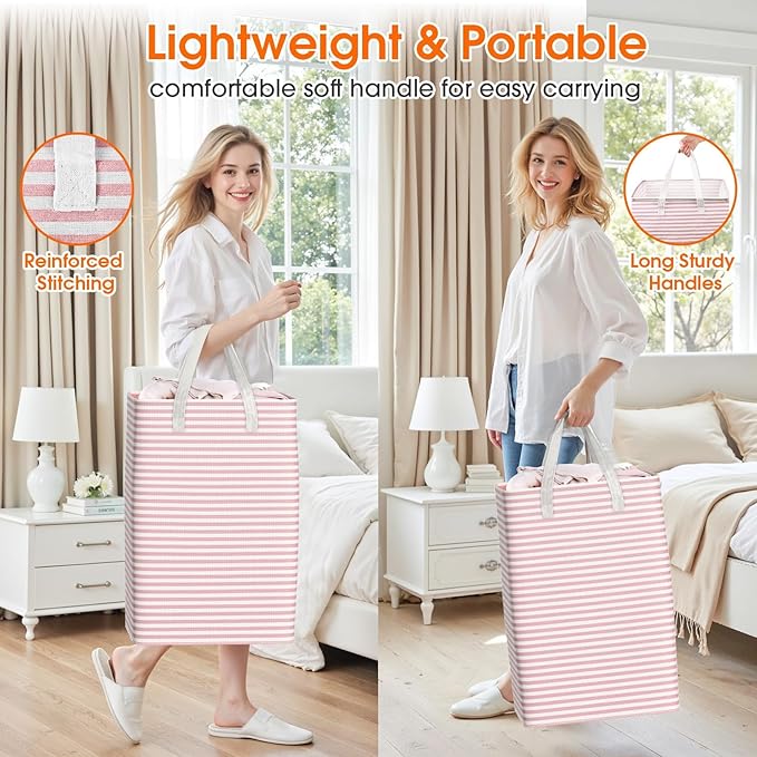 3 Pack Large Laundry Basket, Waterproof & Freestanding Laundry Hamper,
