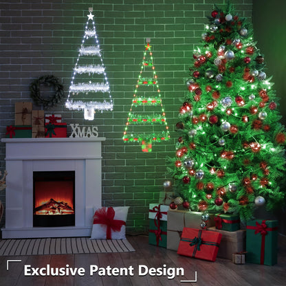 Toodour Christmas Decorations Indoor Lights, 2.65ft LED Christmas Lights, Red & Green Wall Window Hanging Light, Battery Operated Holiday Decoration for Outdoor Garden New Year Home Decor