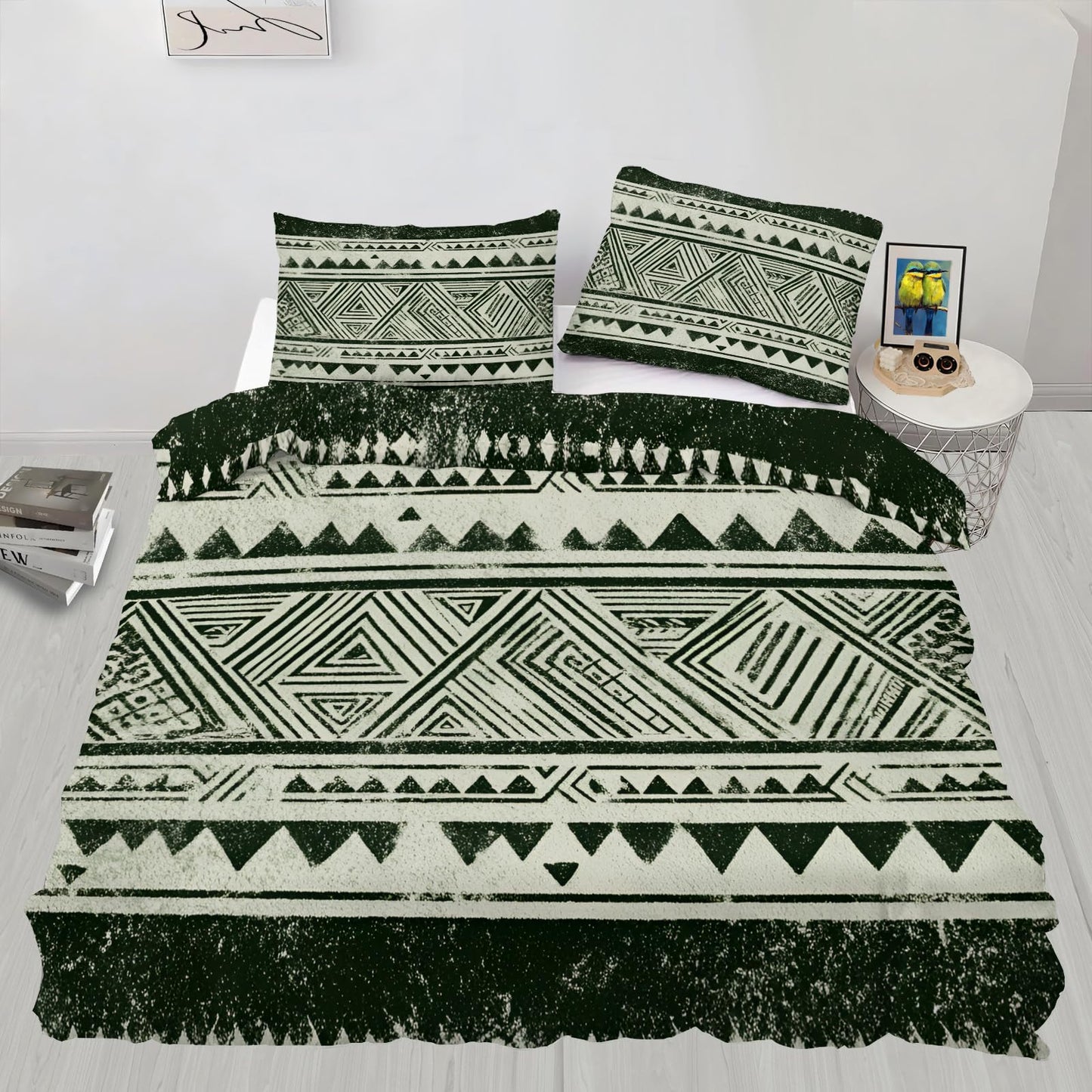 ZAOMIR Boho Aztec Duvet Cover Queen Size, Bohemian Exotic Southwestern Bedding Set 3 Piece, Geometric Striped Patterned Comforter Cover with Zipper Soft Microfiber, 2 Pillowcases