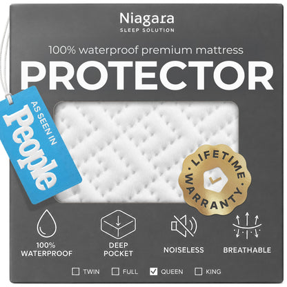 100% Waterproof Queen Mattress Protector - 360 Pad Protection Against Spills, Stains & Accidents for Parents & Pet Owners - Noiseless & Cooling Viscose Made from Bamboo (White)